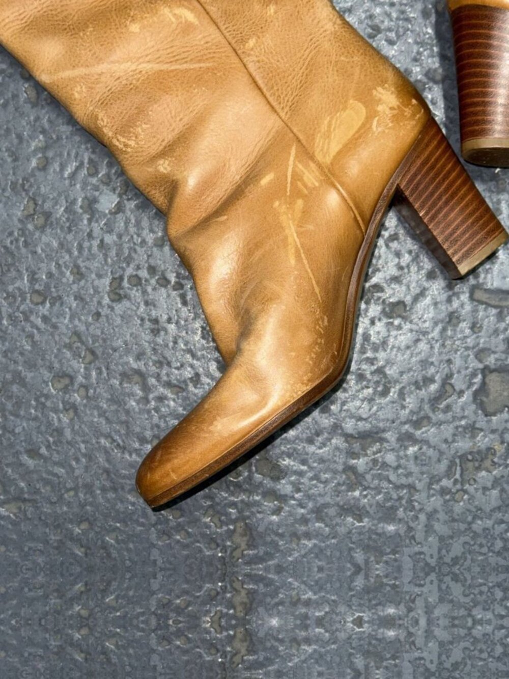 MAISON MARGIELA TAN LEATHER BOOTS KNEE HIGH - Picture 6 of 10